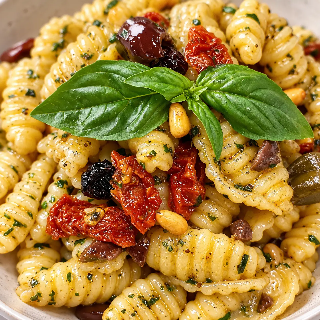 Pasta mediterranea al pesto e basilico.webp